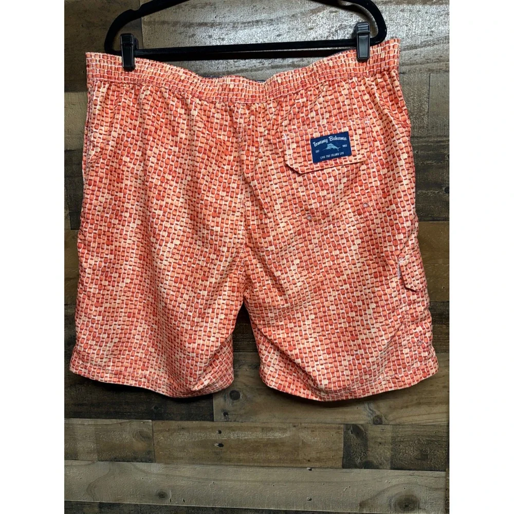 Tommy Bahama Mens XXL Swim Trunks Orange Geometric Basketweave‎ Board Shorts